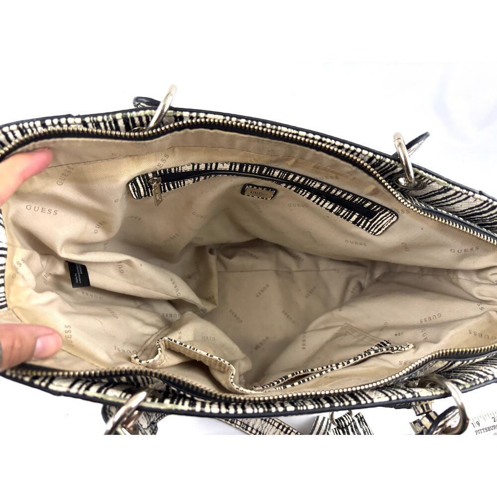Guess Kamryn Stripe Python Tote Black White Shoul… - image 6